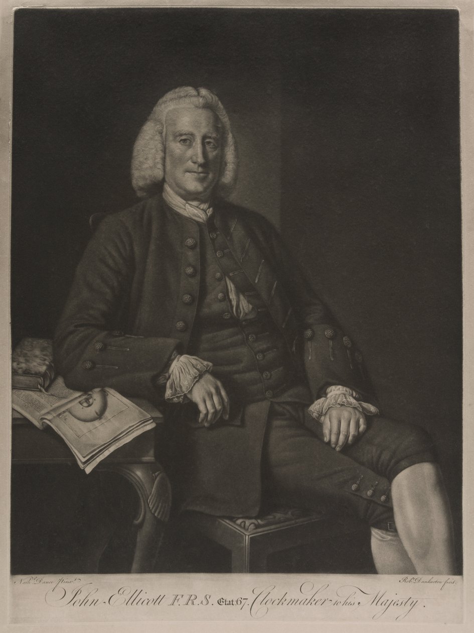 Porträtt av John Ellicott F.R.S. (gravyr) av Nathaniel (after) Dance Holland