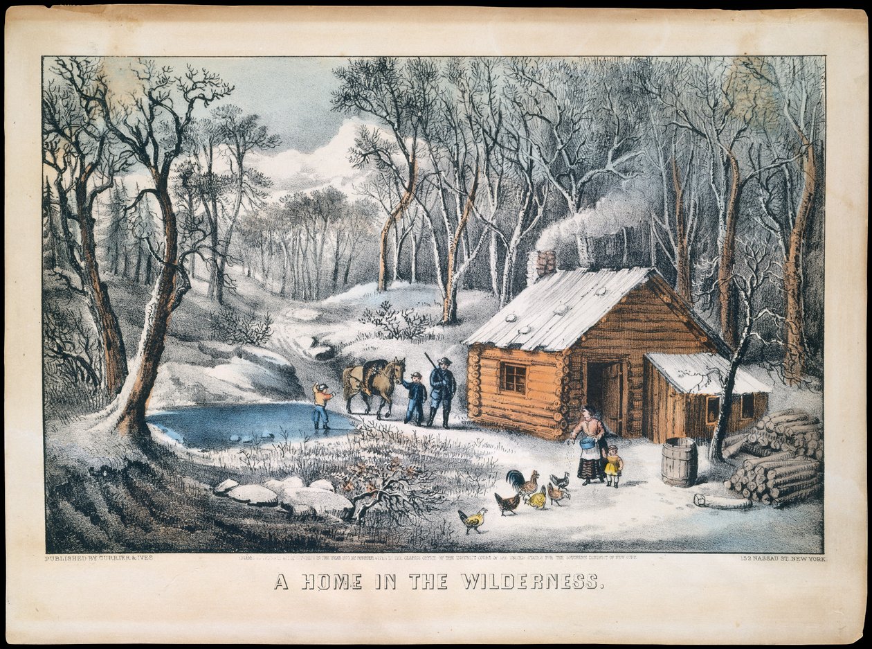 A Home in the Wilderness, 1870., 1870. Skapare: Nathaniel Currier, James Merritt Ives, Currier och Ives. av Currier and Ives