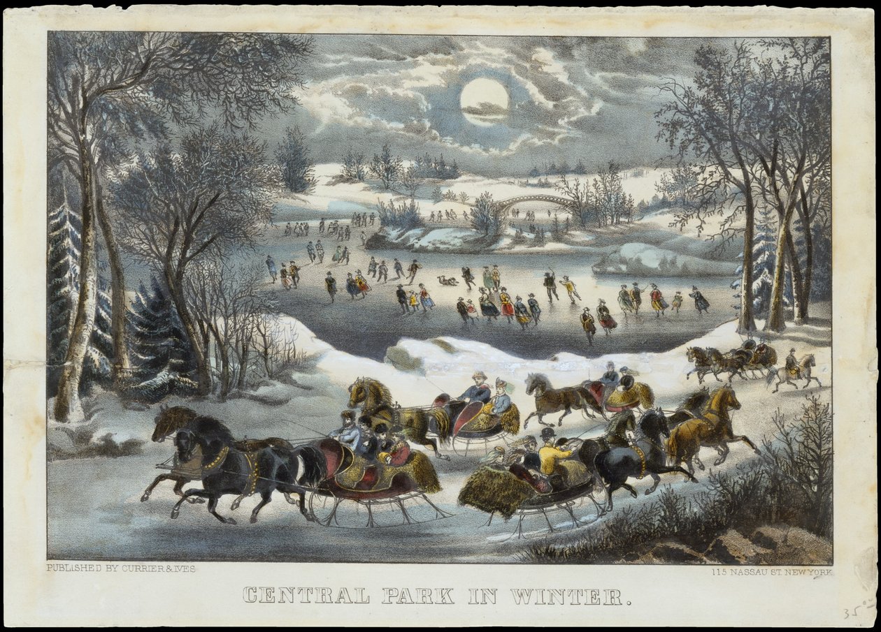 Central Park på vintern, 1877-94., 1877-94. Skapare: Nathaniel Currier, James Merritt Ives, Currier och Ives. av Currier and Ives