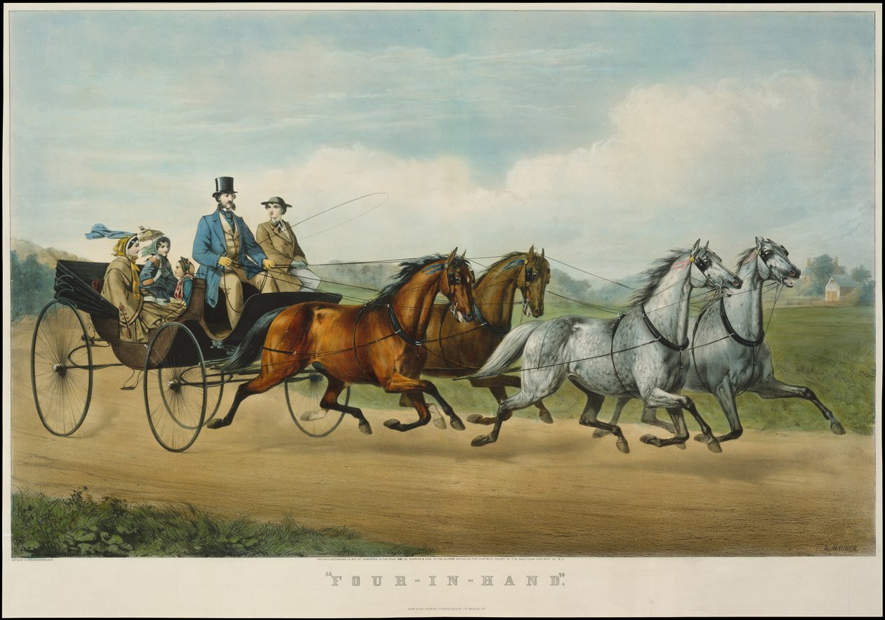 Four-in-Hand, 1861., 1861. Skapare: Nathaniel Currier, James Merritt Ives, Currier och Ives. av Currier and Ives