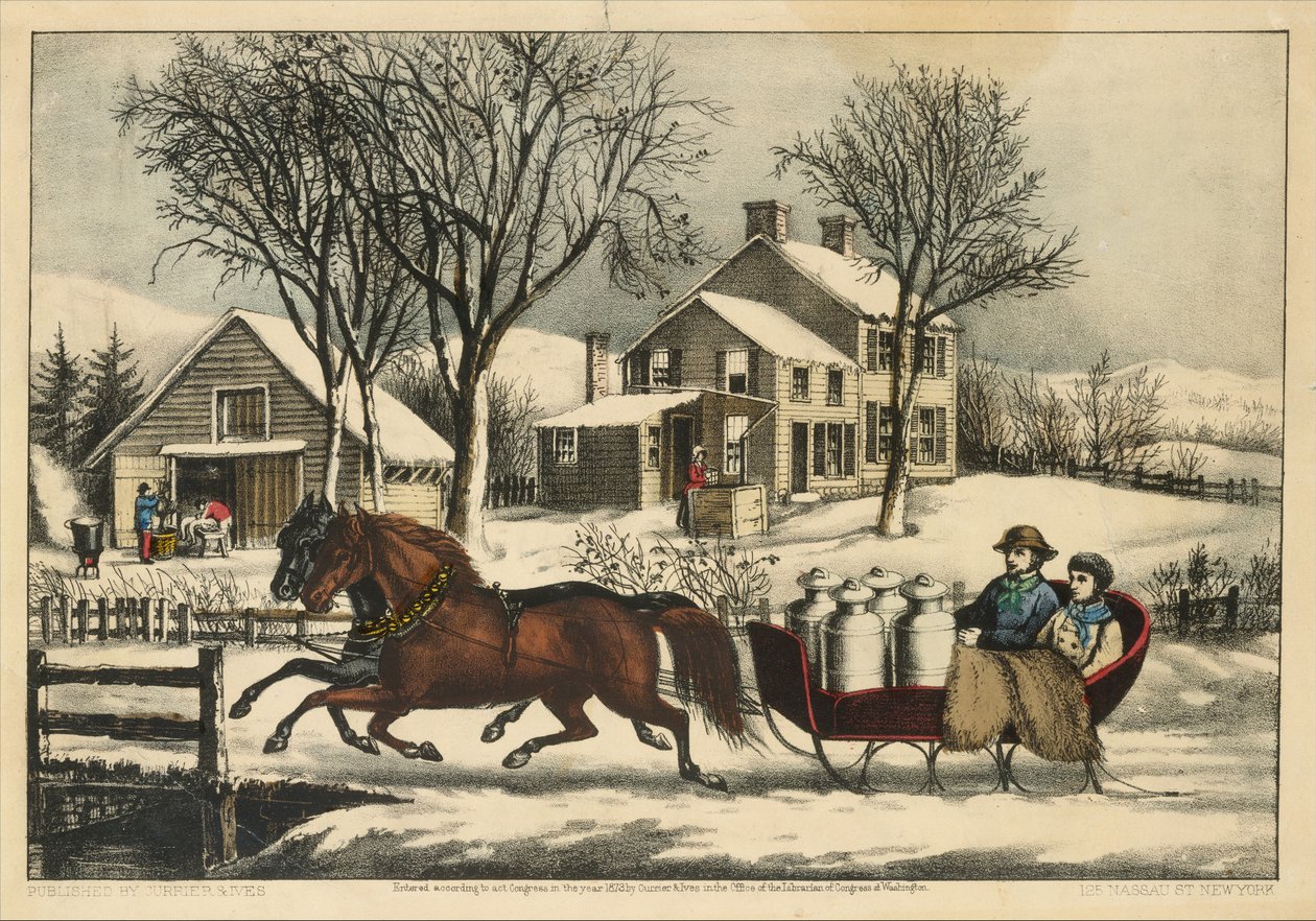 Winter Morning in the Country, 1873., 1873. Skapare: Nathaniel Currier, James Merritt Ives, Currier och Ives. av Currier and Ives
