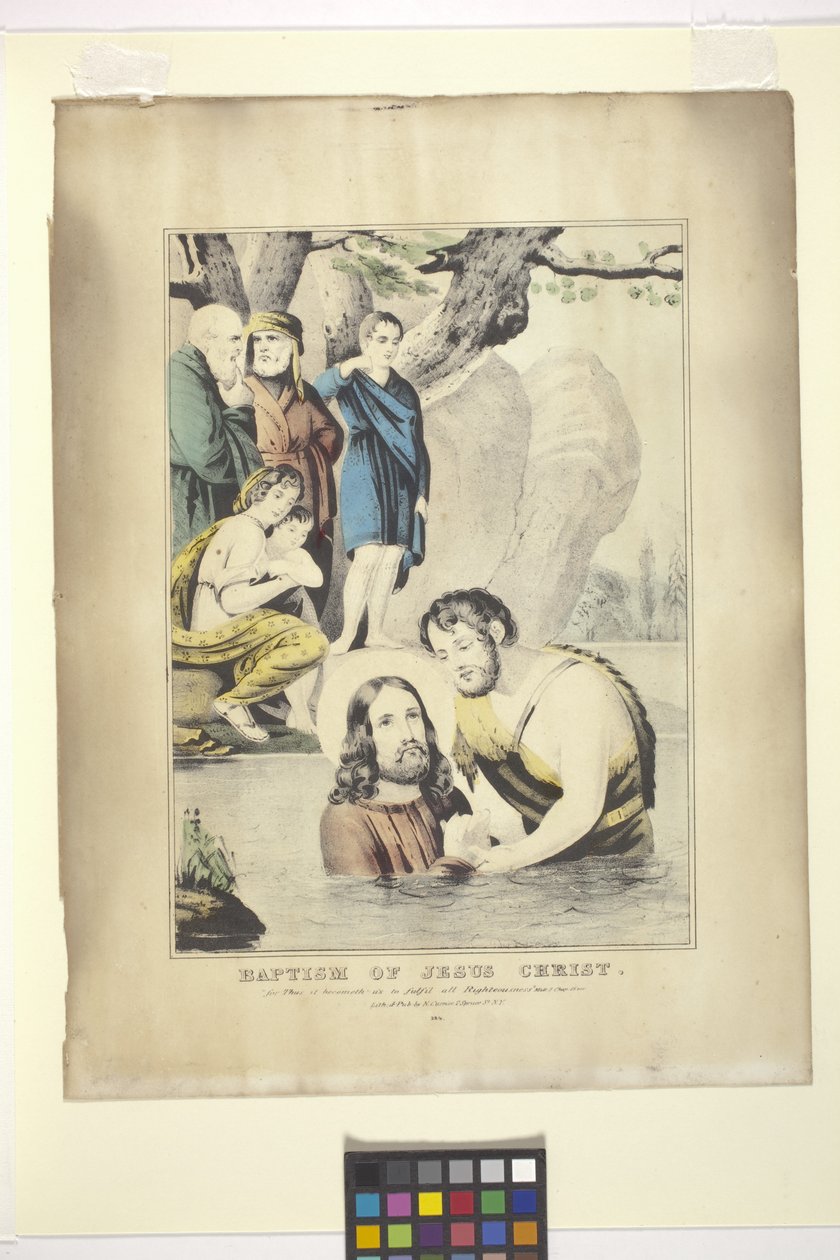 Jesu Kristi dop (handfärgad litografi) av Nathaniel Currier