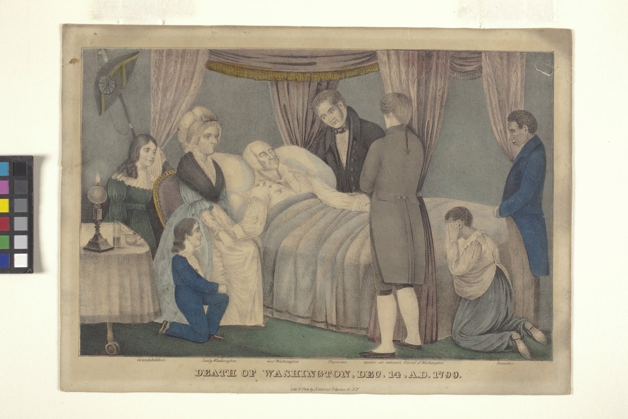 Death Of Washington (handfärgad litografi) av Nathaniel Currier
