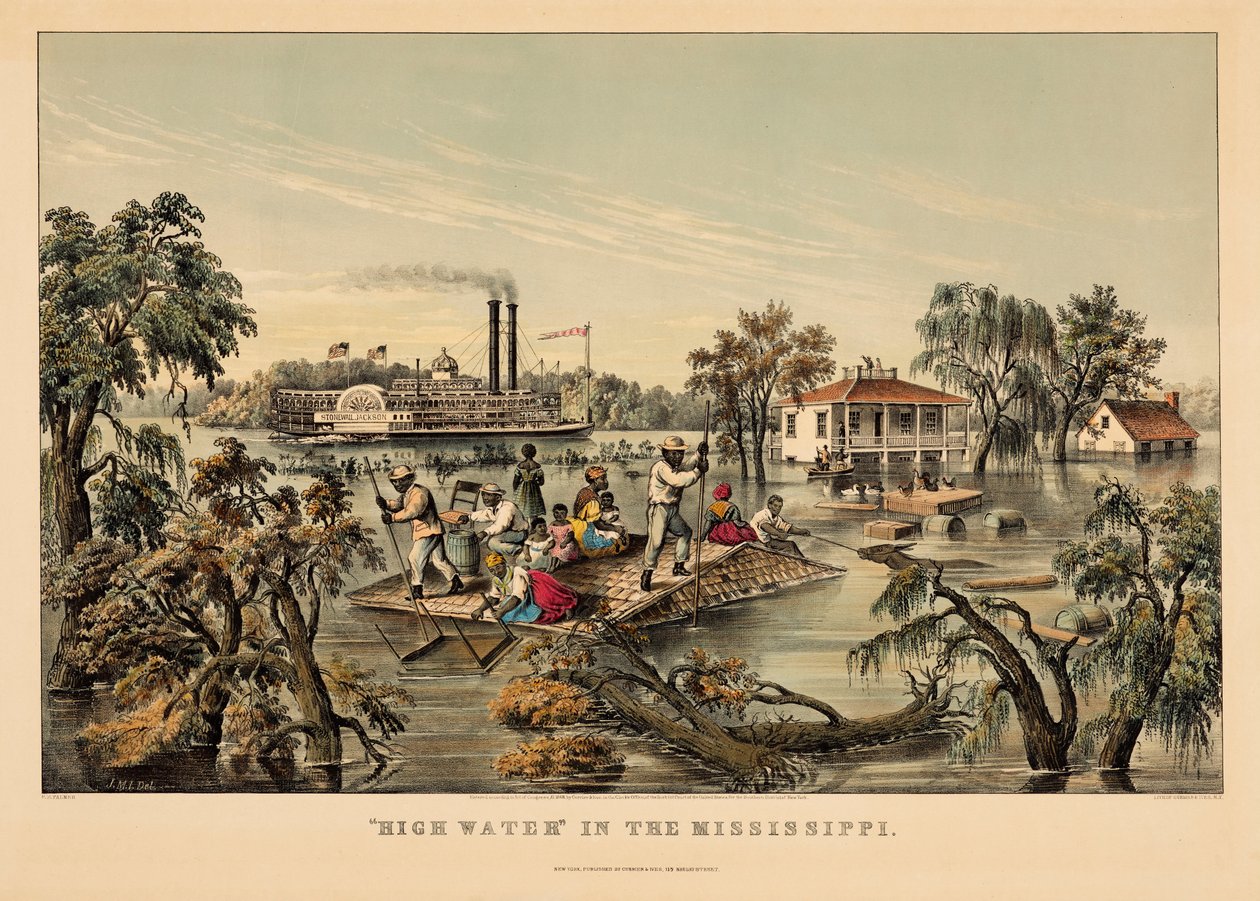 ”Högt vattenstånd” i Mississippi av Nathaniel Currier