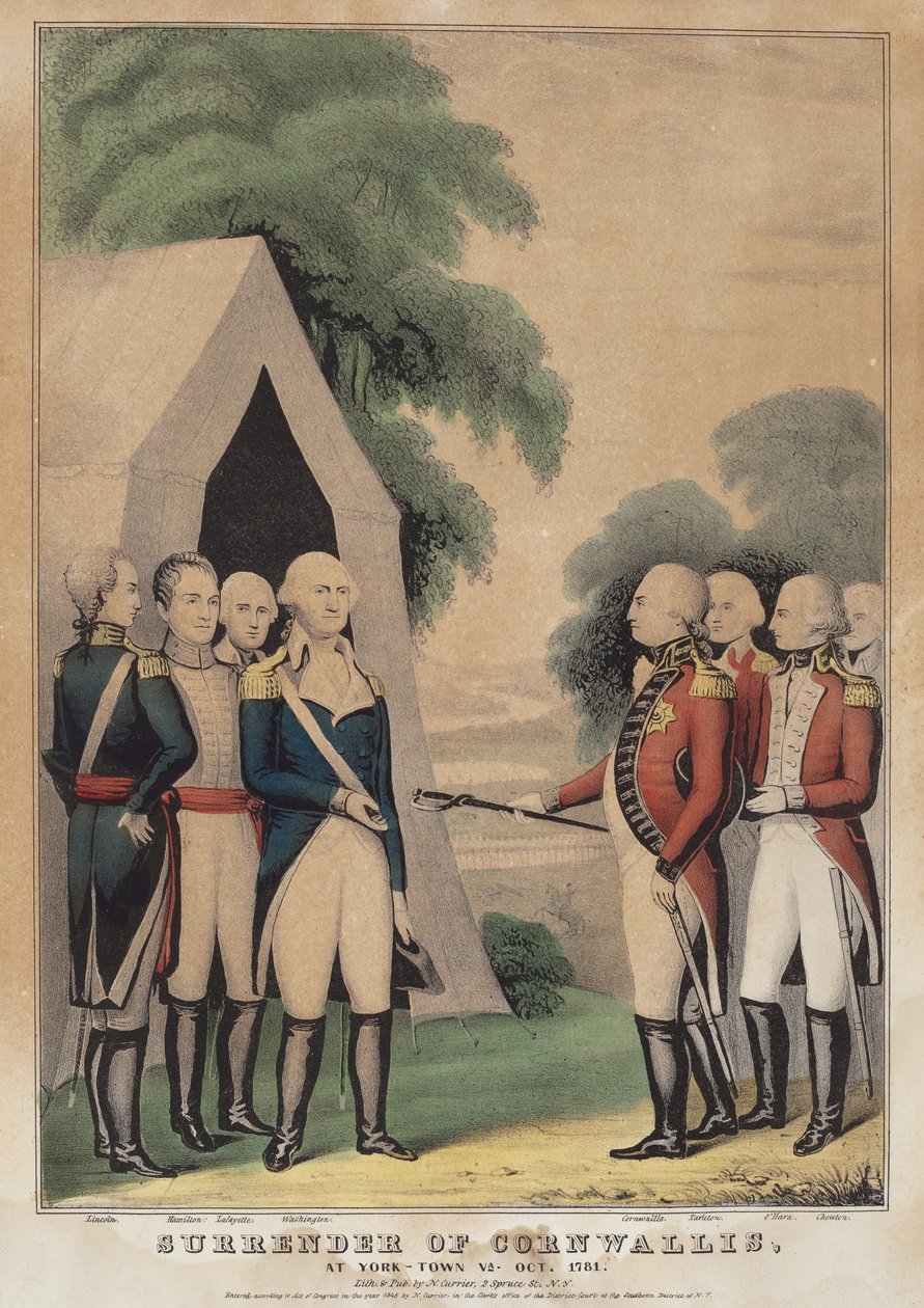Överlämnande av Cornwallis: I York-Town Va. oktober 1781 av Nathaniel Currier