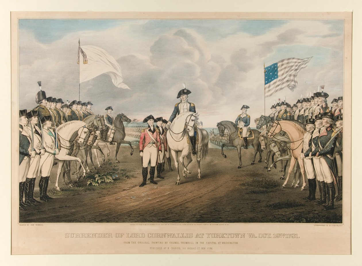 Surrender of Cornwallis i Yorktown, Va. 19 oktober 1781 / Från originalmålningen av överste Trumbull, målad av John Trumbull av Nathaniel Currier