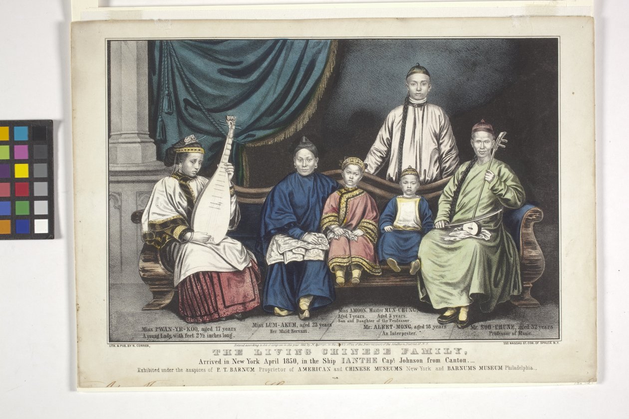 The Living Chinese Family (handfärgad litografi) av Nathaniel Currier