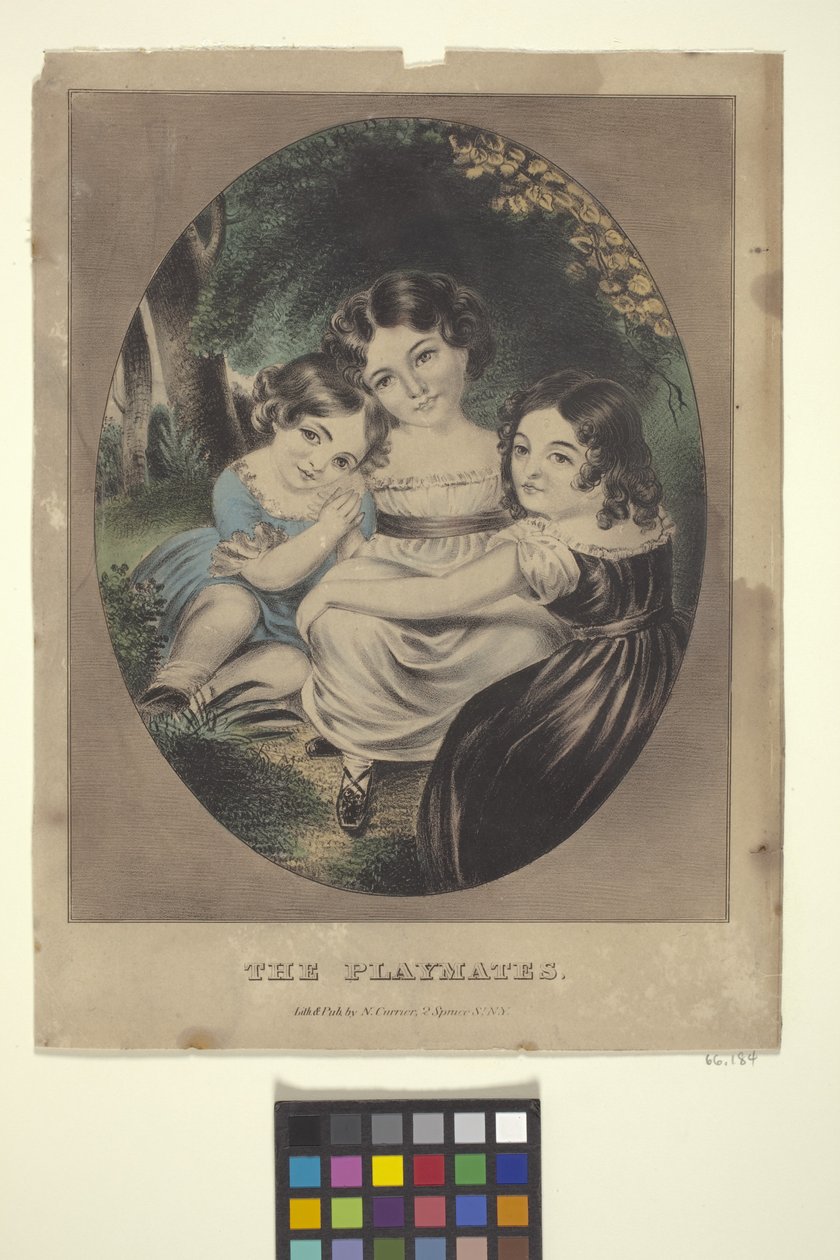 The Playmates (handfärgad litografi) av Nathaniel Currier