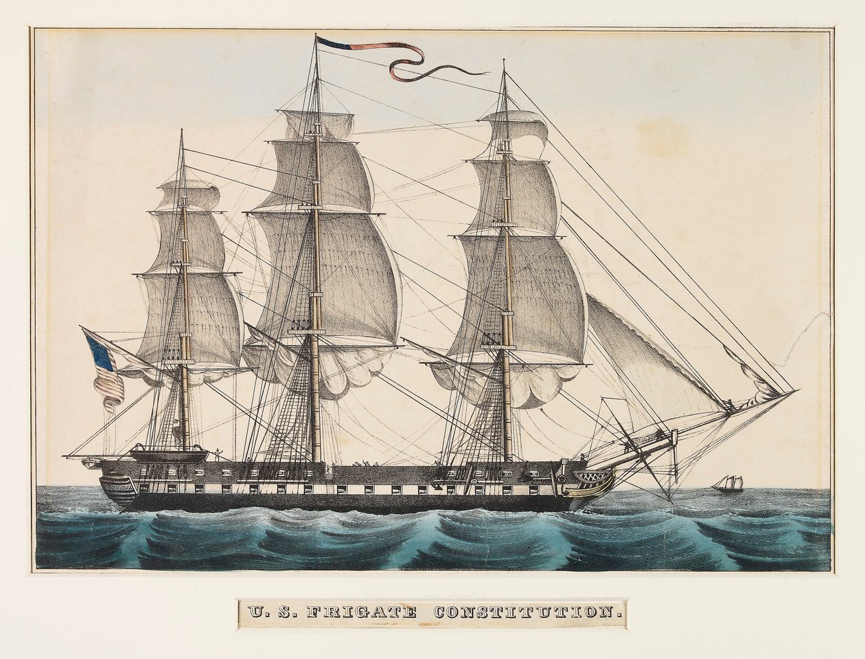 Amerikanska fregatten Constitution av Nathaniel Currier