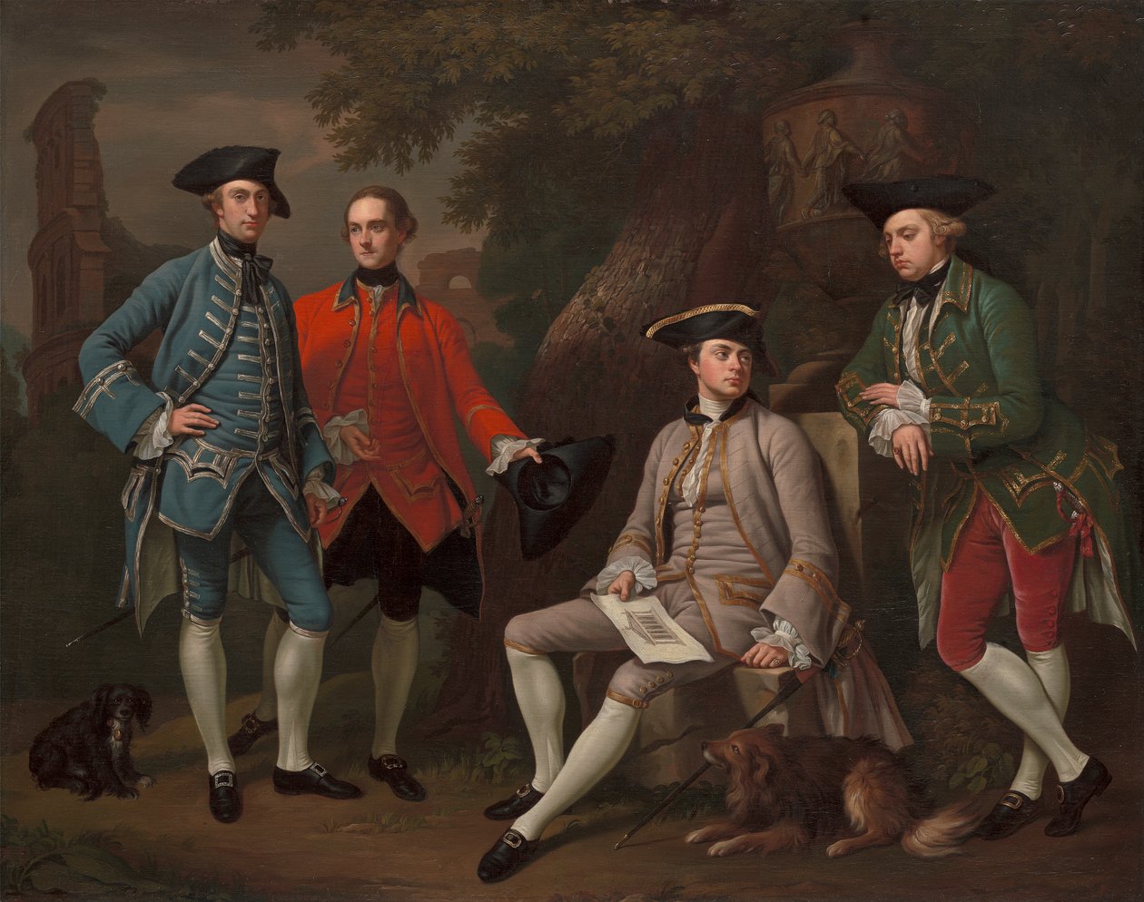 James Grant från Grant, John Mytton, Hon. Thomas Robinson och Thomas Wynne av Nathaniel Dance
