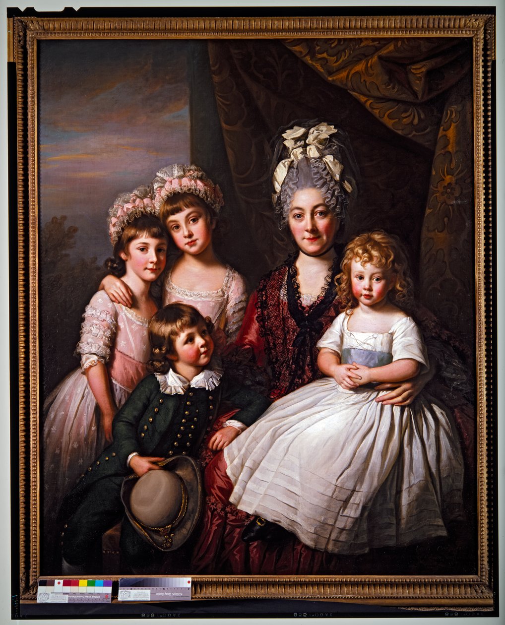 Lady Cooper omgiven av sina barn, odaterad (canvas) av Nathaniel Dance
