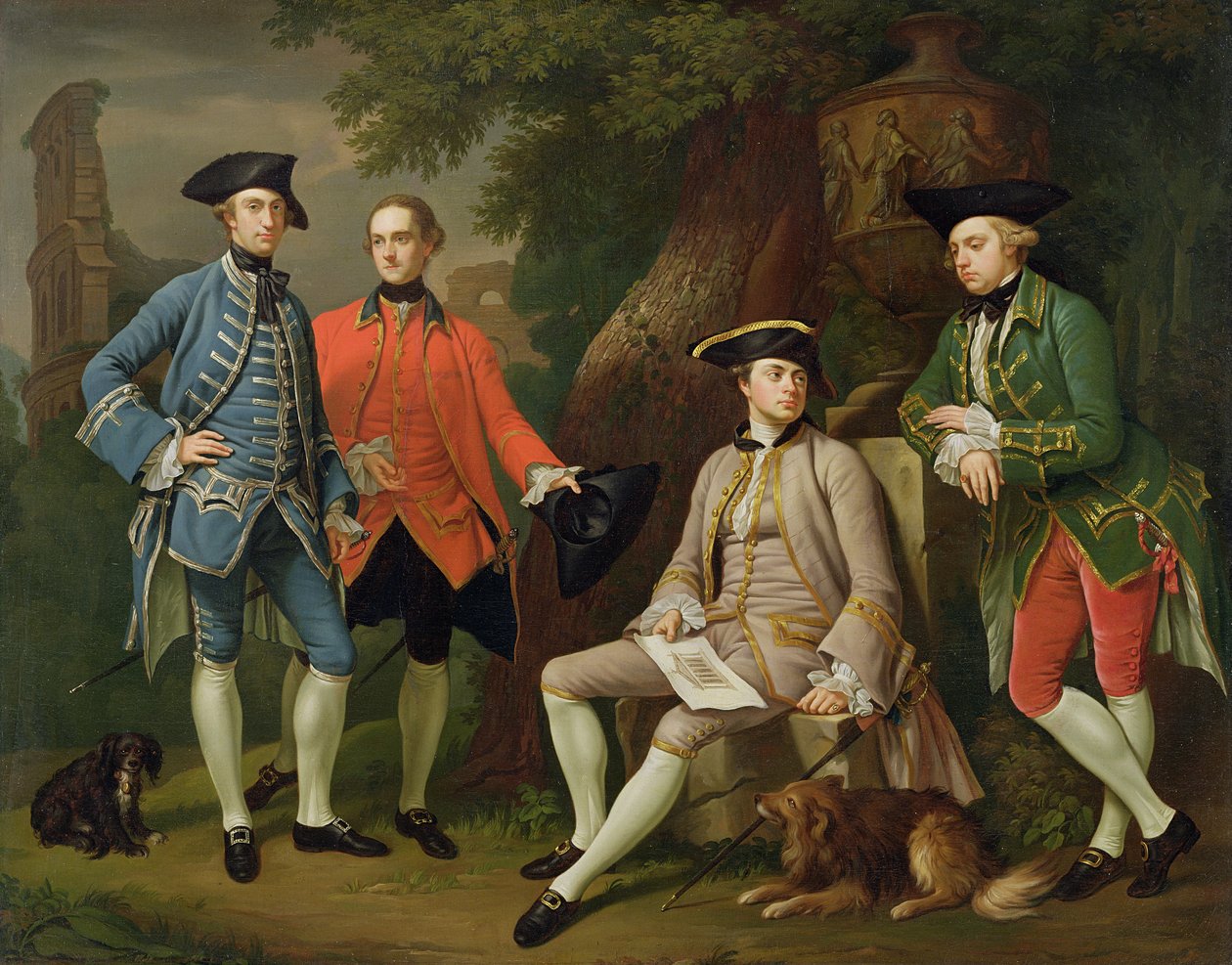 James Grant av Grant, John Mytton, den ärade Thomas Robinson och Thomas Wynne, ca 1760 av Nathaniel Dance Holland
