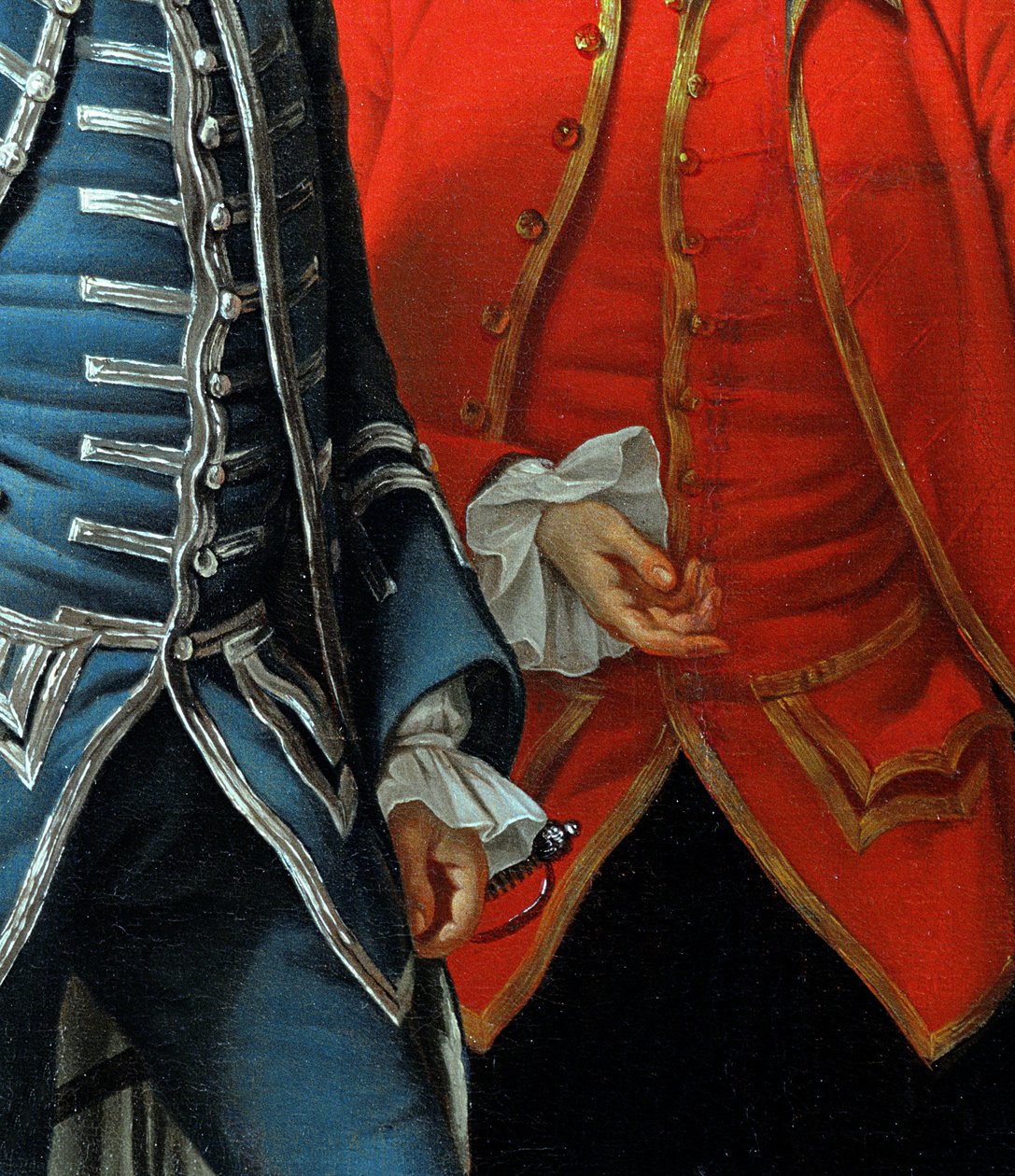 James Grant of Grant, John Mytton, the Honorable Thomas Robinson och Thomas Wynne, c.1760 detalj av 162478 olja på duk av Nathaniel Dance Holland