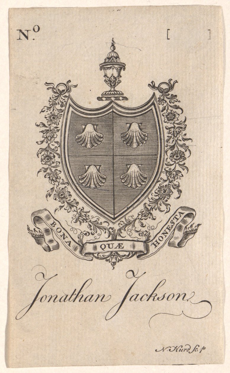 Bokskylt av Jonathan Jackson av Nathaniel Hurd