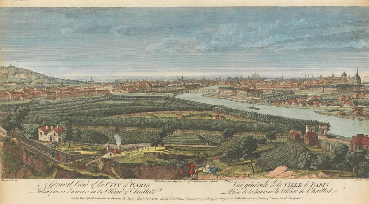 En allmän bild av staden Paris tagen från en eminens i byn Chaillot av Nathaniel Parr