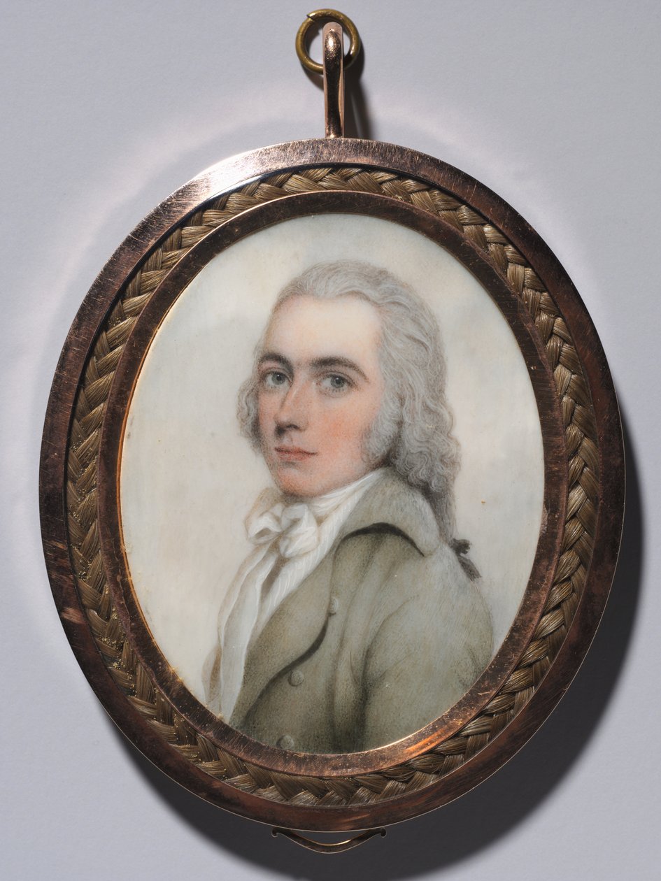 Porträtt av en man och porträtt av ett kvinnapar, ca. 1795. av Nathaniel Plimer