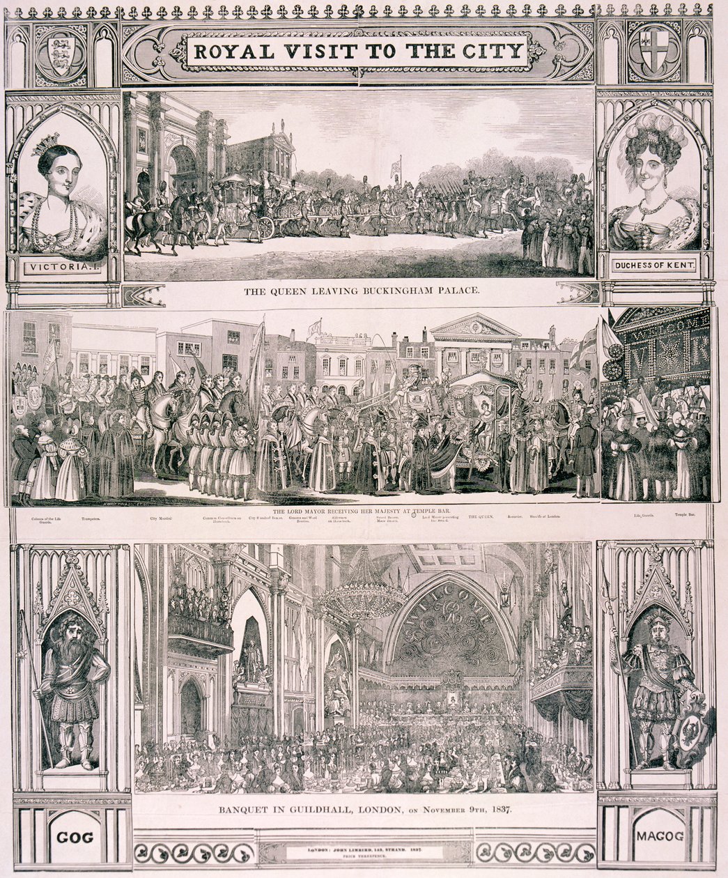 Drottning Victorias besök i City of London, 1837 av Nathaniel Whittock