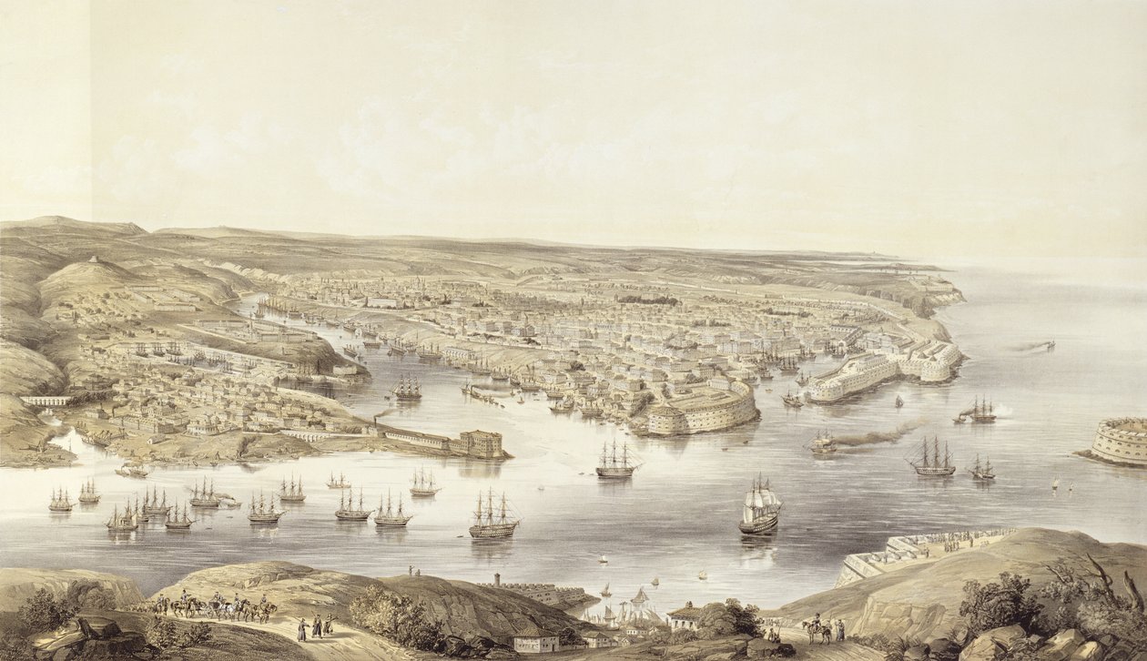 Sebastopol i all sin ära, 1848, graverad av Day und Son, publicerad 1857 av Nathaniel Whittock