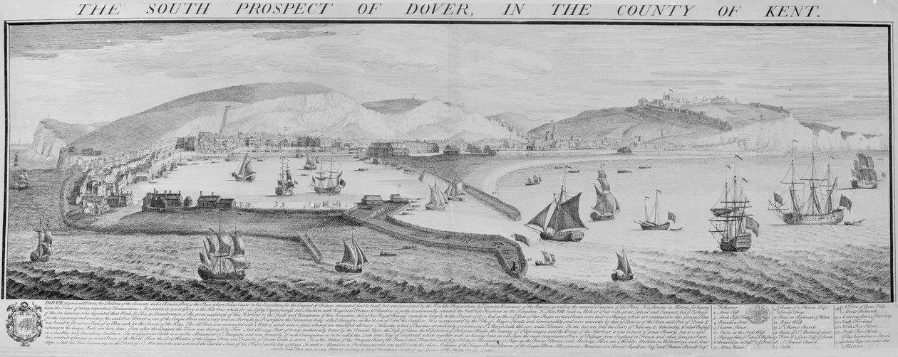 The South Prospect of Dover i County of Kent av Nathaniel and Samuel  Buck
