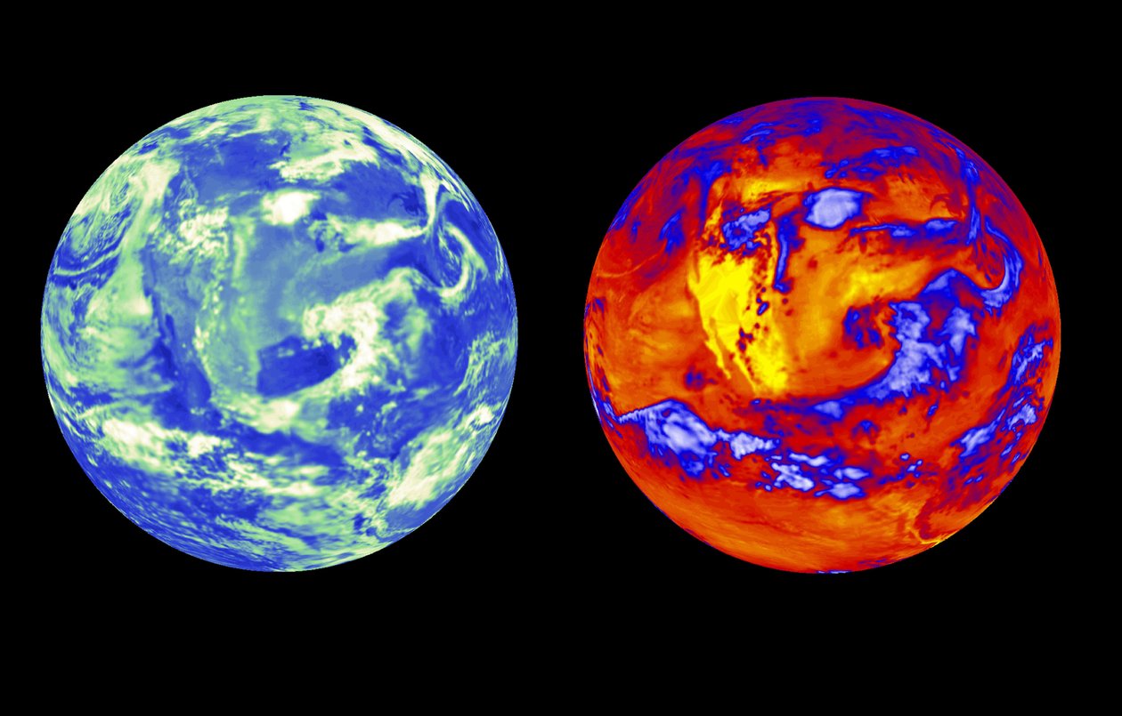 CERES Aqua-data visar mängden utgående värme och reflekterat solljus som lämnade planeten den 22 juni 2002. USA är i centrum. Kredit: NASA. Vetenskap av National Aeronautics and Space Administration National Aeronautics and Space Administration
