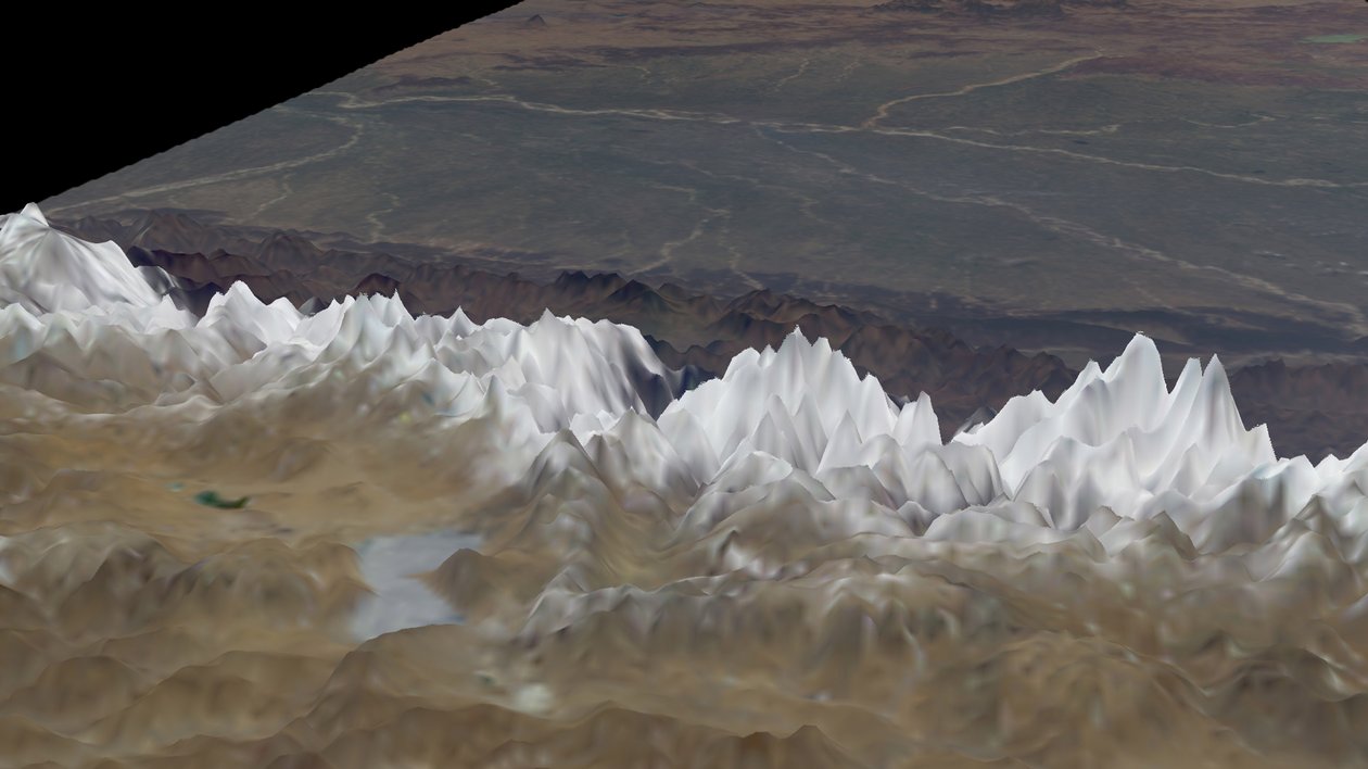 Satellit en vy av Himalaya, med utsikt söderut från den tibetanska platån till Gangesbassängen i Indien i bakgrunden. Kredit: NASA. Mountain Rock Ice Geologi Asien av National Aeronautics and Space Administration National Aeronautics and Space Administration