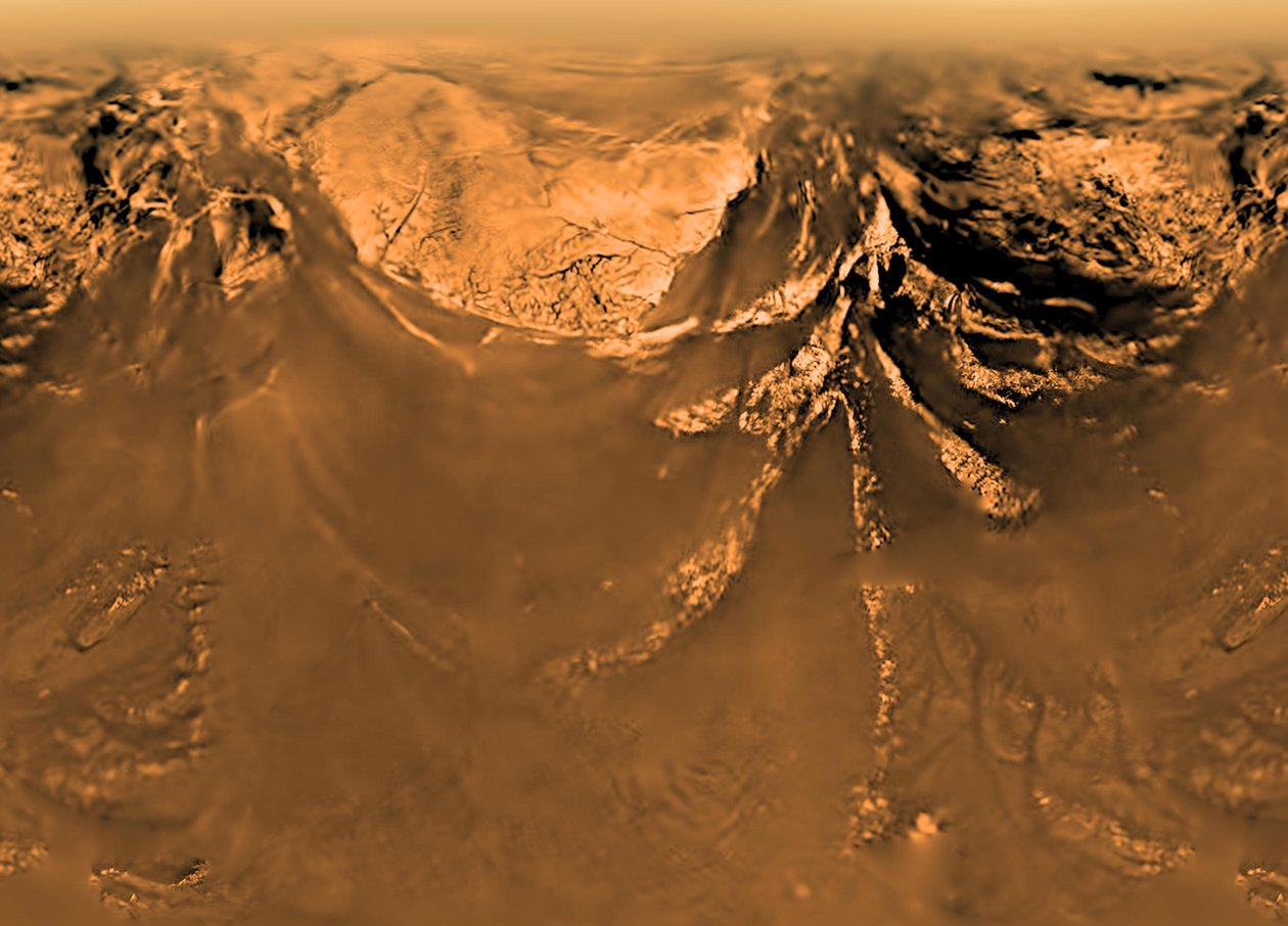 Huygens-sonden levererades till bilden av ytan på Saturnus måne Titan som erhållits av Huygens-sonden som togs till Titan av rymdfarkosten Cassini. Kredit: NASA. Vetenskap Astronomi Rymdresor av National Aeronautics and Space Administration National Aeronautics and Space Administration