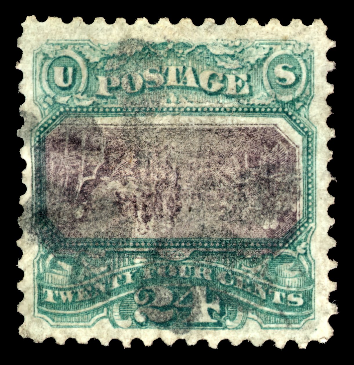 24c Declaration of Independence G Grill inverteringsfel singel, 1869. av National Bank Note Company