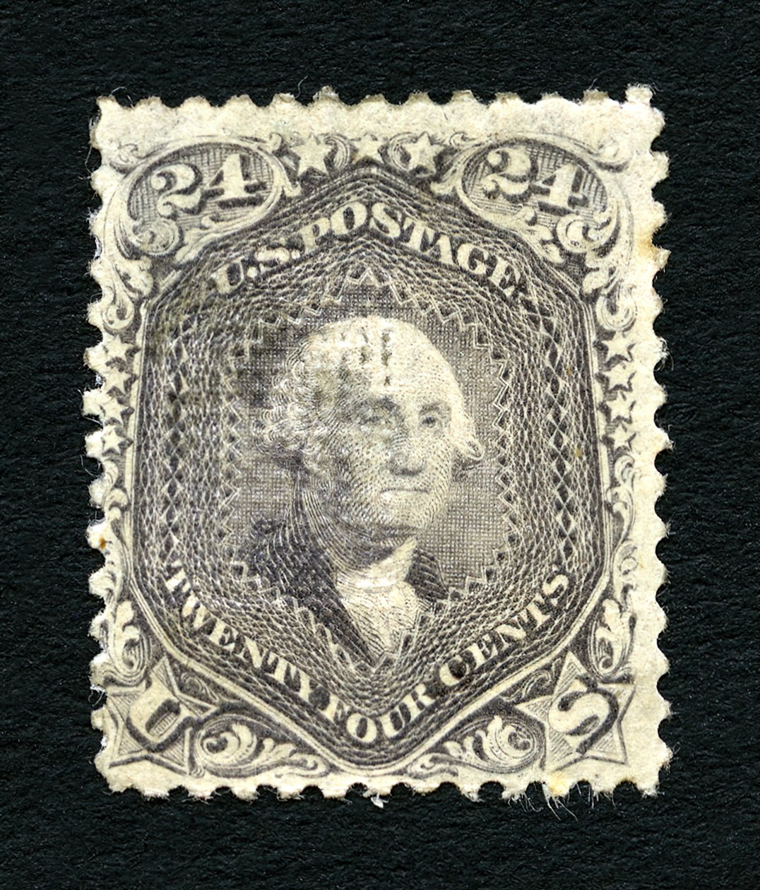 24c Washington F Grill singel, 1867. av National Bank Note Company