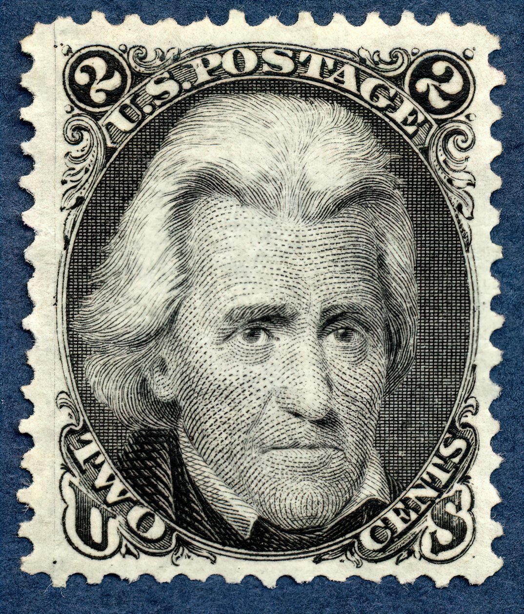 2c Andrew Jackson återutgiv singel, 1875. av National Bank Note Company