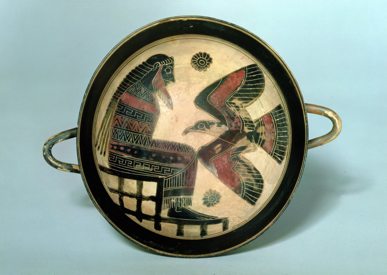 Lakonisk bägare föreställande Zeus och örnen, ca 550 f.Kr. (keramik) av Naukratis Painter