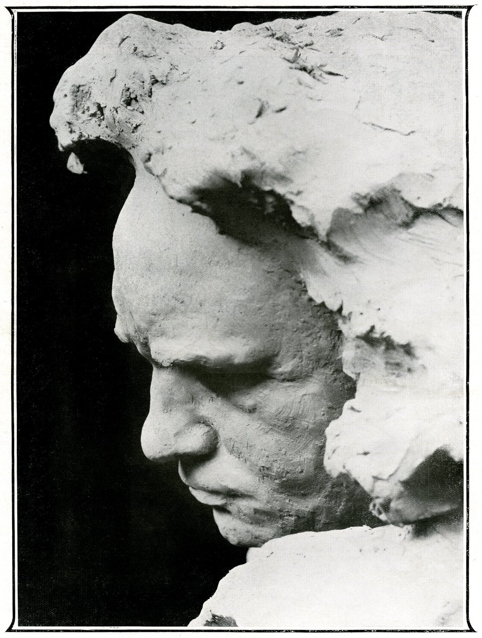 Profilansikte av Ludwig van Beethoven (1770-1827), detalj av en bronsbyst av Naum Aronson