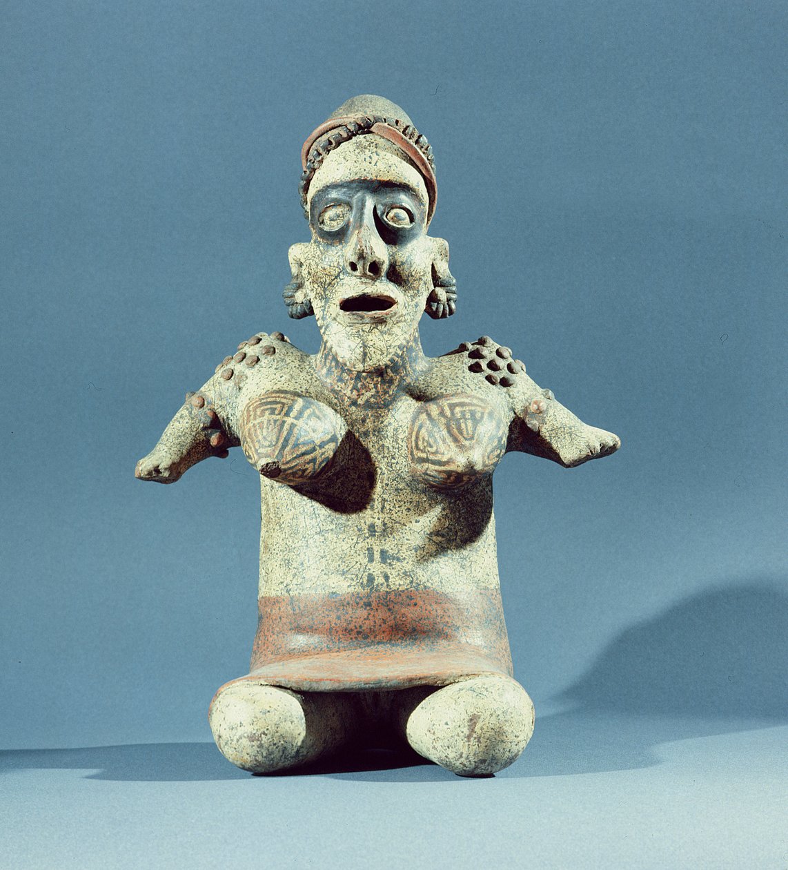 Kvinnlig statyett från Nayarit, Mexiko, 300 BC - 500 AD (keramik) (se även 207590) av Nayarit