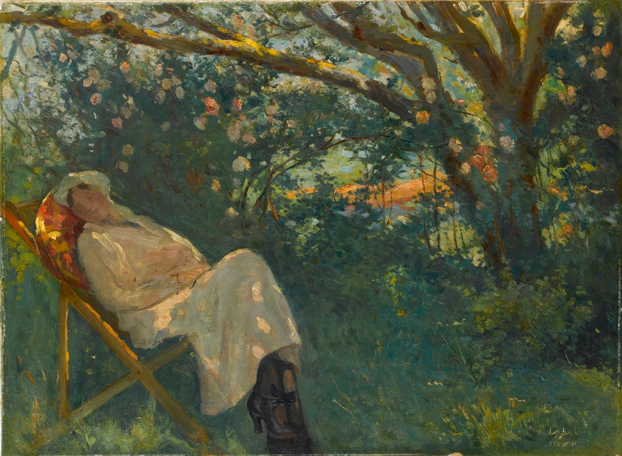 "Lady in Pink on a Chaise Longue" Målning av Nazmi Ziya Gueran (1881-1937) - 1904 - Olja på duk Dim 54x73 cm Sakip Sabanci Museum, Istanbul av Nazmi Ziya Gueran