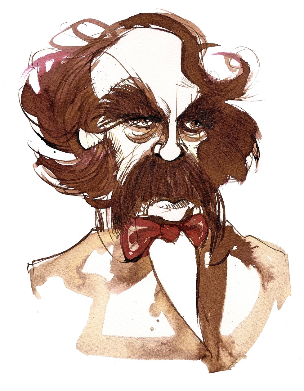 Den amerikanske författaren Nathaniel Hawthorne (1804-64); karikatyr av Neale Osborne