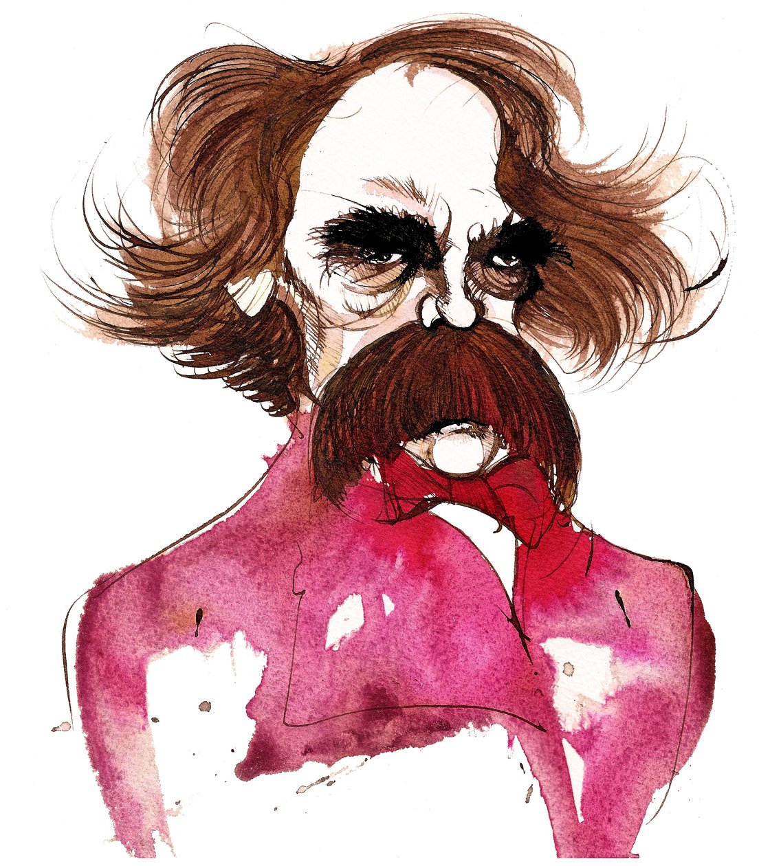 Den amerikanske författaren Nathaniel Hawthorne (1804-64); karikatyr av Neale Osborne
