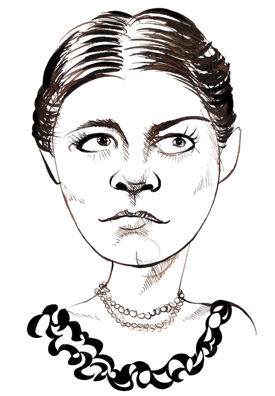 Amy Beach, amerikansk kompositör och pianist, (1867 - 1944) karikatyr av Neale Osborne