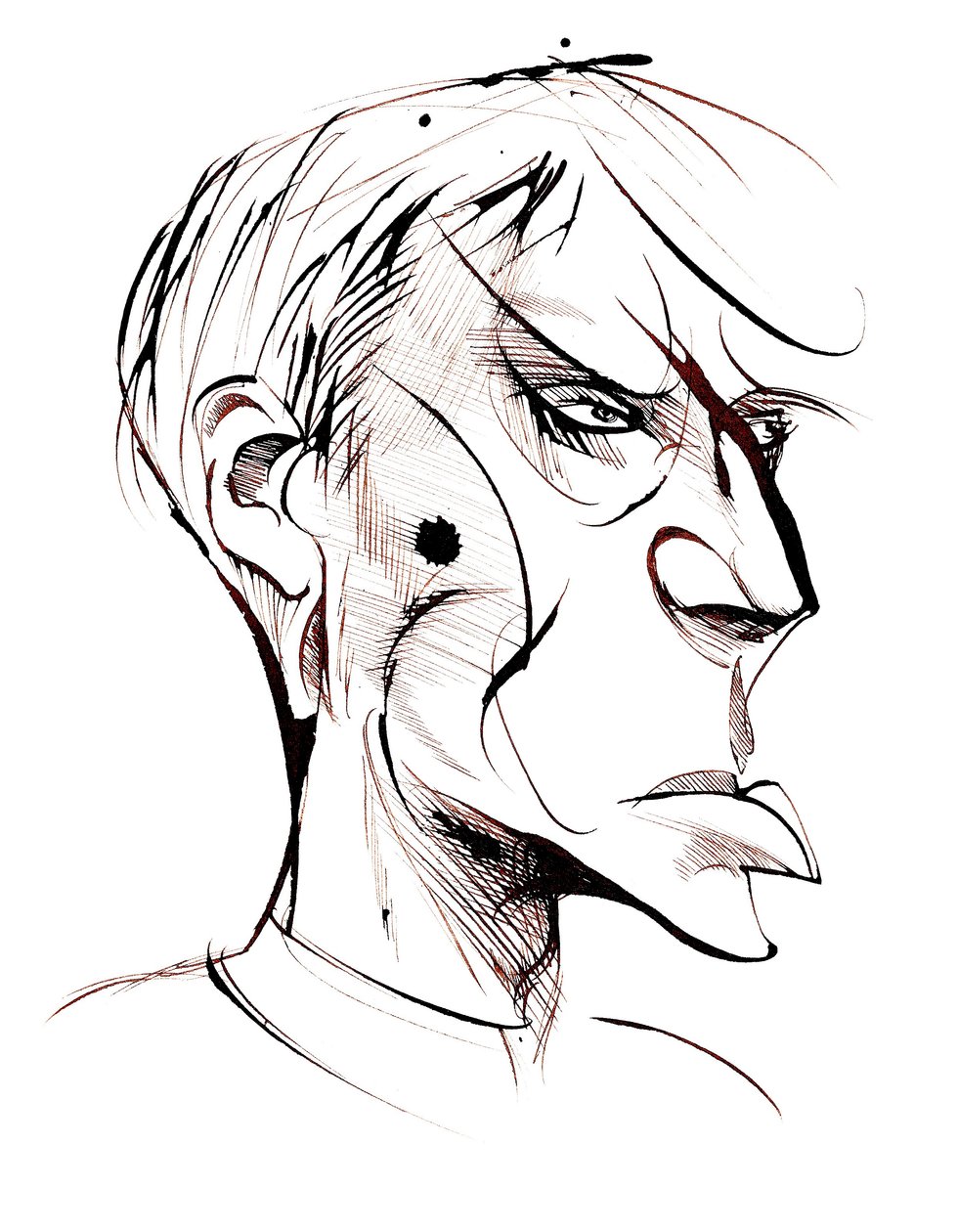 Boris Pasternak, rysk poet och romanförfattare (1890-1960), sepia-karikatyr av Neale Osborne