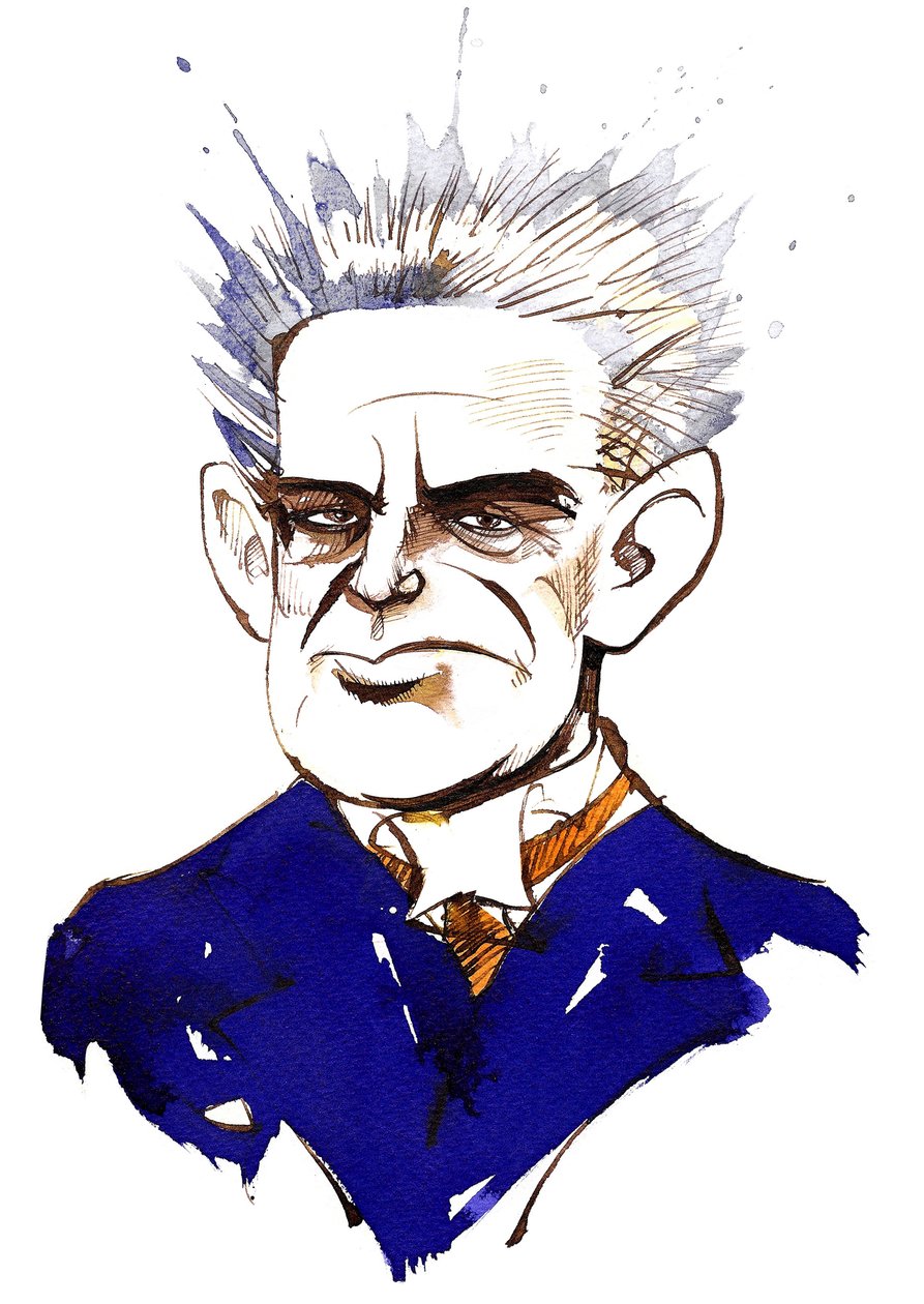Carl Nielsen, dansk tonsättare och dirigent (1865-1931); färgkarikatyr av Neale Osborne