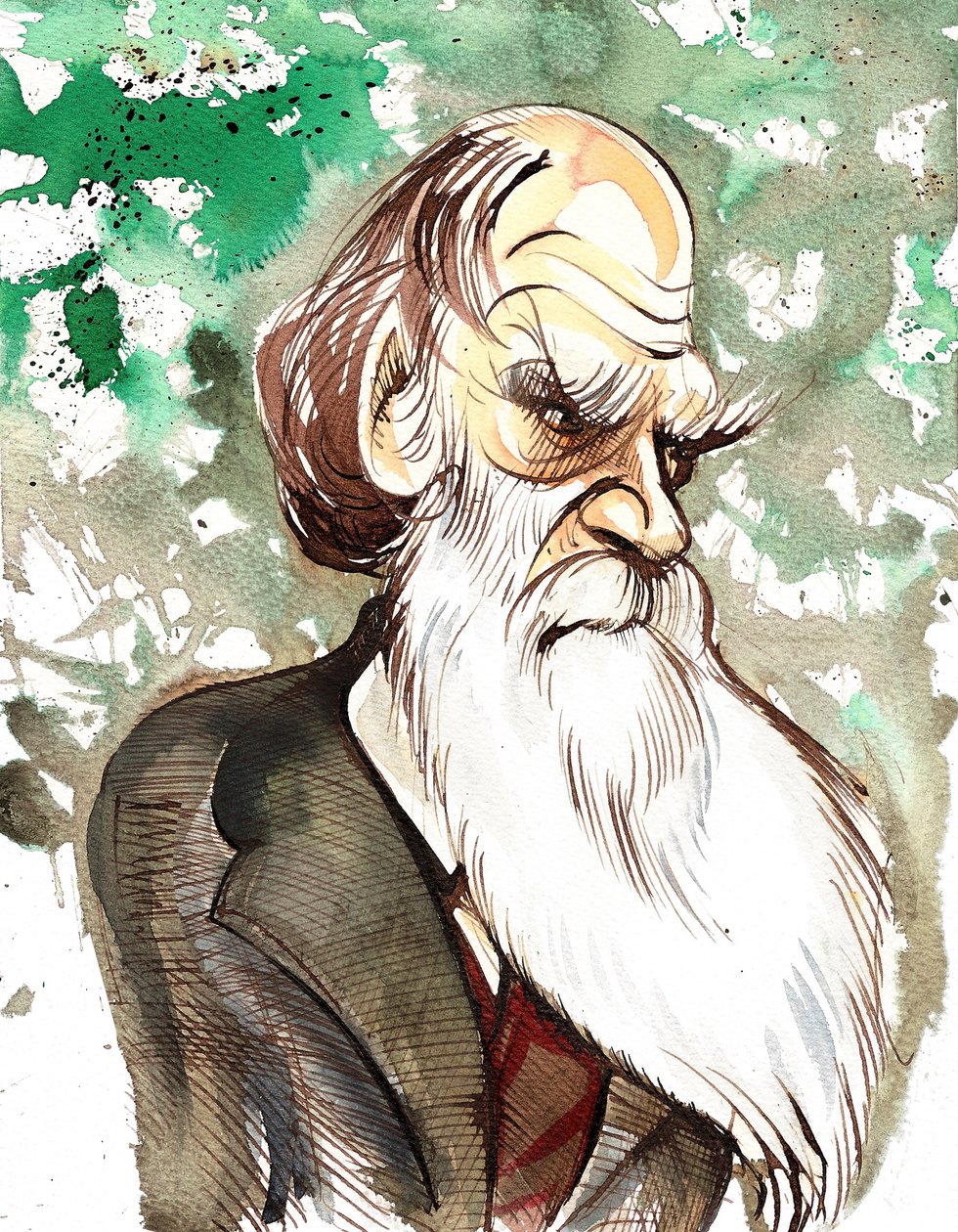 Charles Darwin (engelsk naturforskare och författare, 1809-82) färgkarikatyr av Neale Osborne