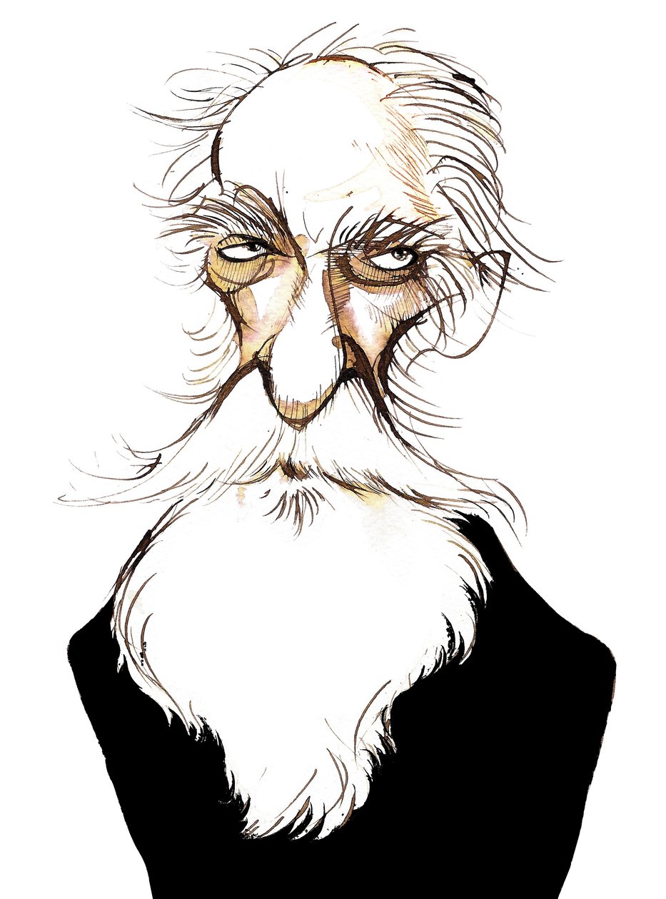 Charles Koechlin, fransk kompositör och författare om musik, (1867 - 1950) karikatyr av Neale Osborne