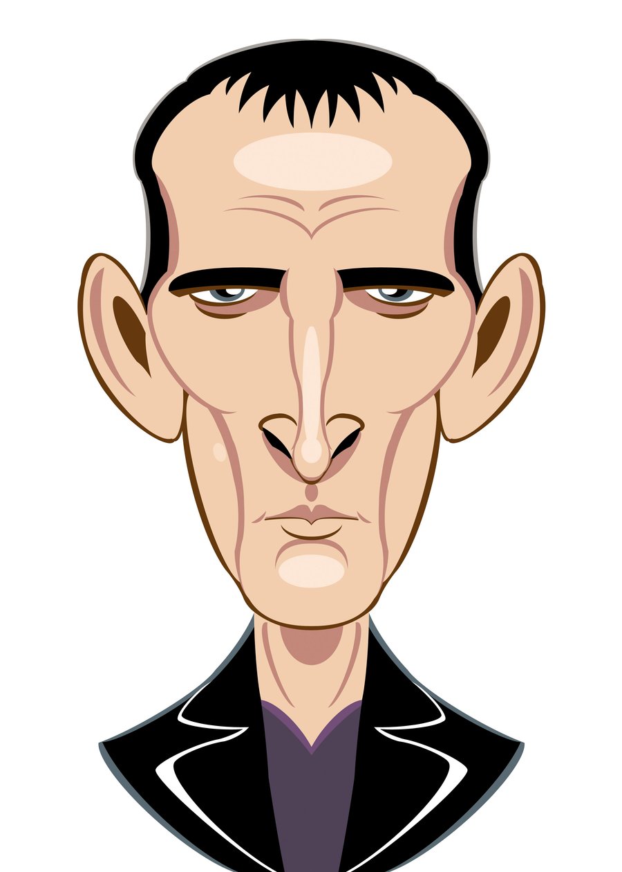 Christopher Eccleston som Doctor Who - karikatyr av Neale Osborne