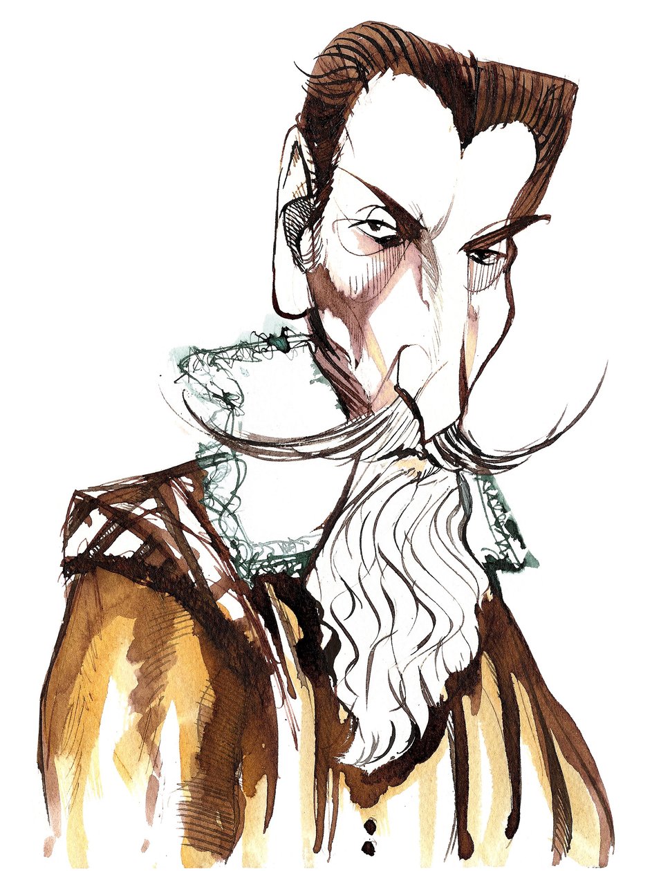 Claudio Monteverdi (1567 - 1643) italiensk kompositör, gambist, sångare och katolsk präst, karikatyr av Neale Osborne