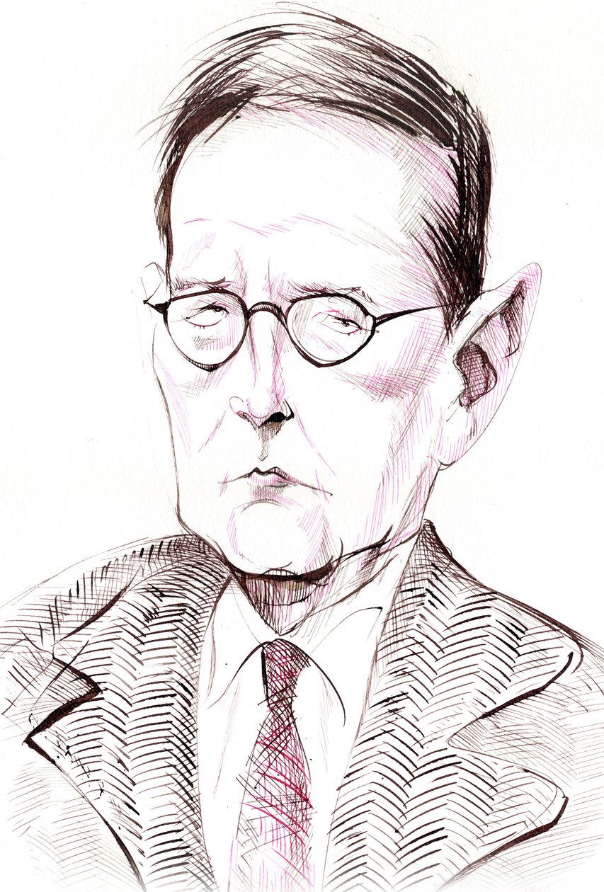 Dmitri Shostakovich - karikatyr av den ryska kompositören av Neale Osborne