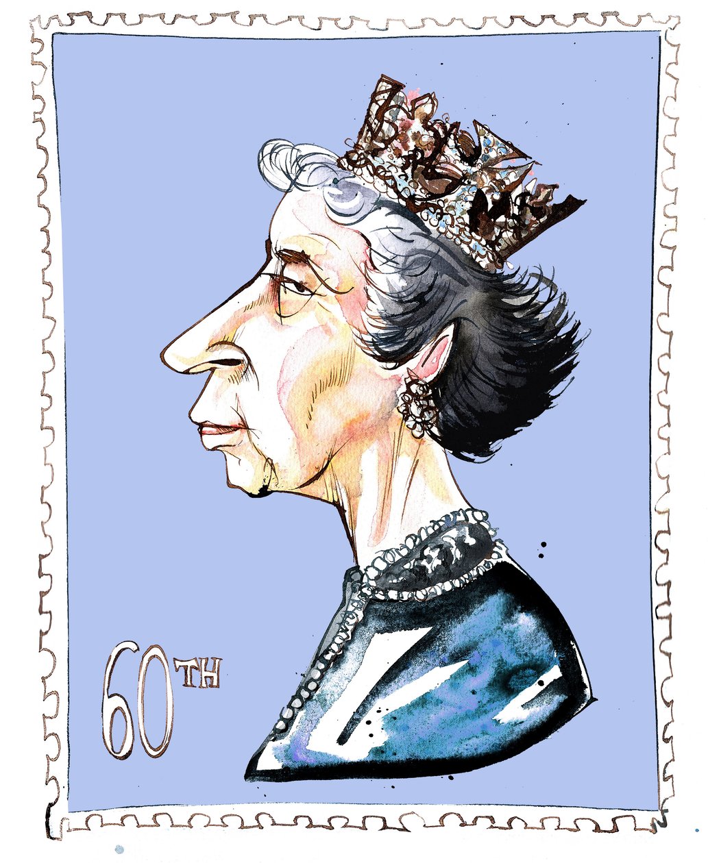 Elizabeth Windsor - karikatyr av Neale Osborne