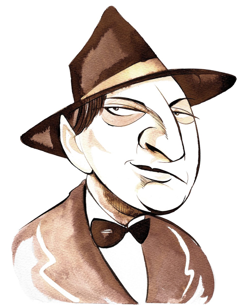 Erich Wolfgang Korngold, österrikisk född kompositör och dirigent, (1897 - 1957) karikatyr av Neale Osborne