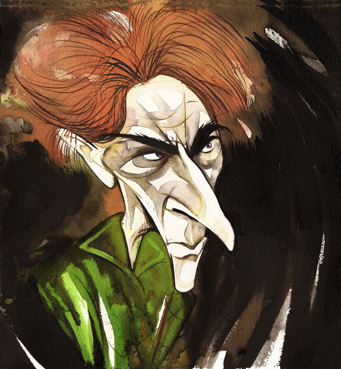 Ernest Thesiger - engelsk skådespelare (1879-1961); karikerad som Doktor Septimus Pretorius från filmen Bride of Frankenstein från 1935, regisserad av James Whale (engelsk skådespelare och regissör, 1889 - 1957) av Neale Osborne