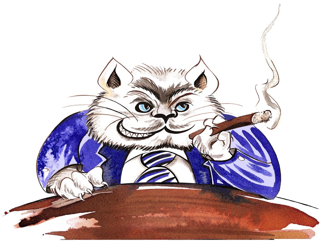 Fat cat - allegorisk illustration av finanskrisen av Neale Osborne