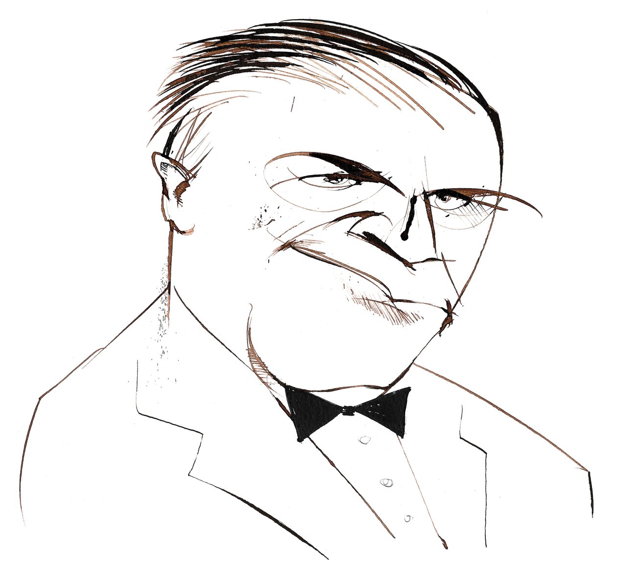 Ferde Grofé (1892 - 1972) amerikansk kompositör, arrangör och pianist, karikatyr av Neale Osborne