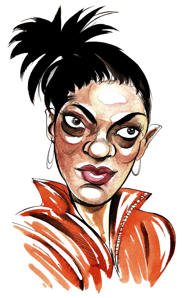 Freema Agyeman som Martha Jones, följeslagare till den tionde doktorn i BBC:s TV-serie Doctor Who. av Neale Osborne