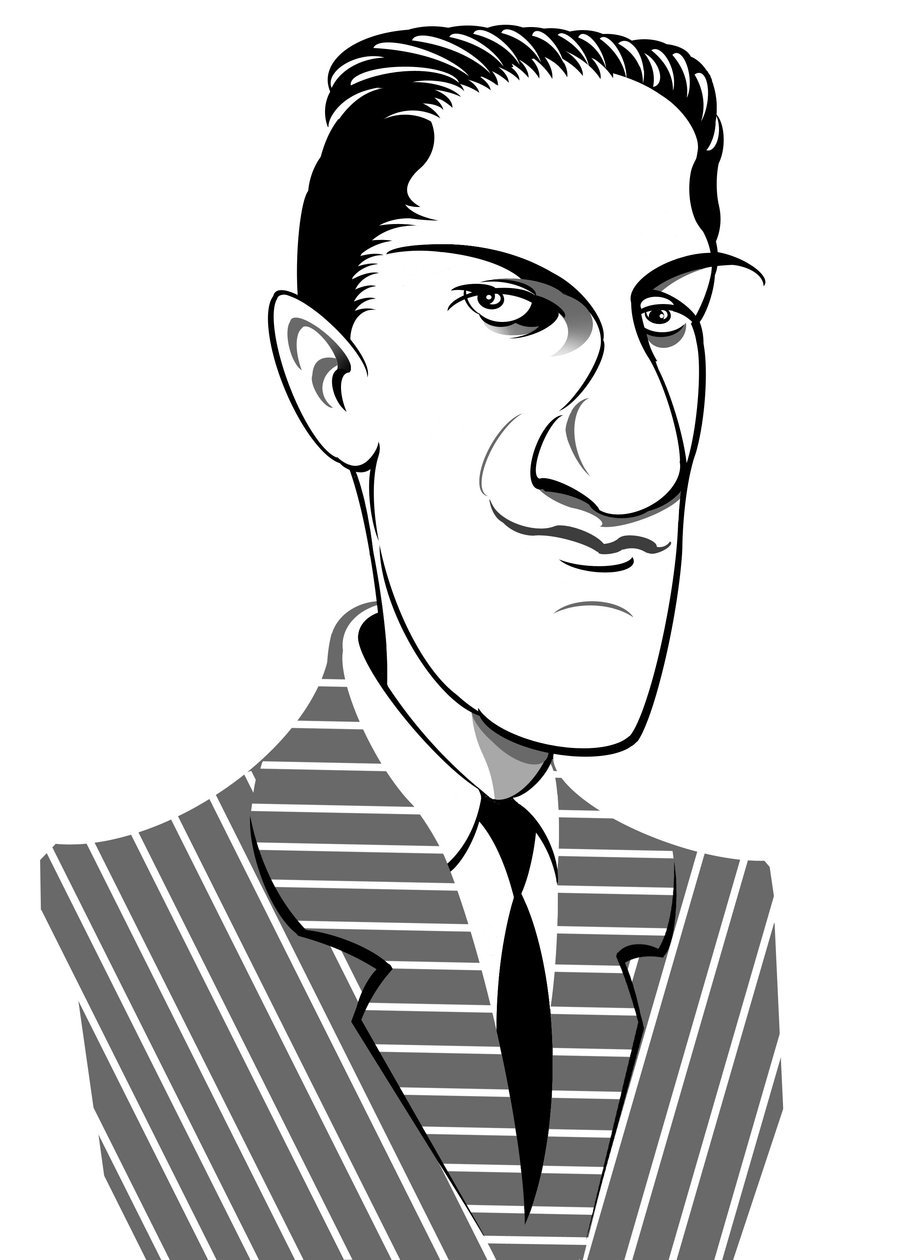 George Gershwin, amerikansk kompositör, låtskrivare och pianist (född Jacob Gershvin), (1898 - 1937), karikatyr av Neale Osborne